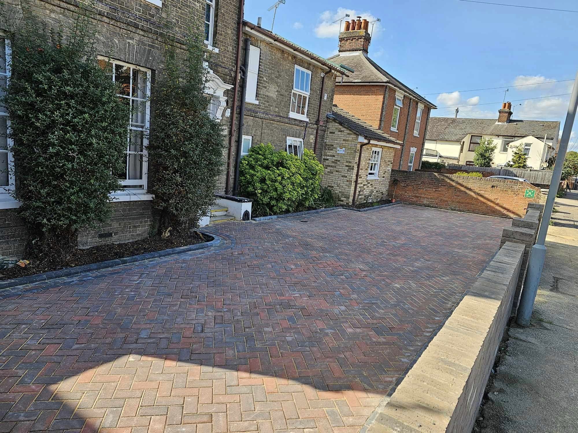 Brindle herringbone driveway at an Ipswich terrace